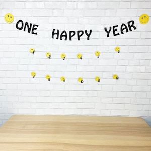 One Happy Year Monthly Photo Banner, One Happy Dude First Birthday Photo Banner, One Happy Dude, Custom Parties by PartyAtYourDoor on Etsy