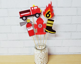 3D Firefighter Party Centerpiece, Fireman Birthday Party Decor, Firefighter Party Decor, Custom Parties by PartyAtYourDoor on Etsy