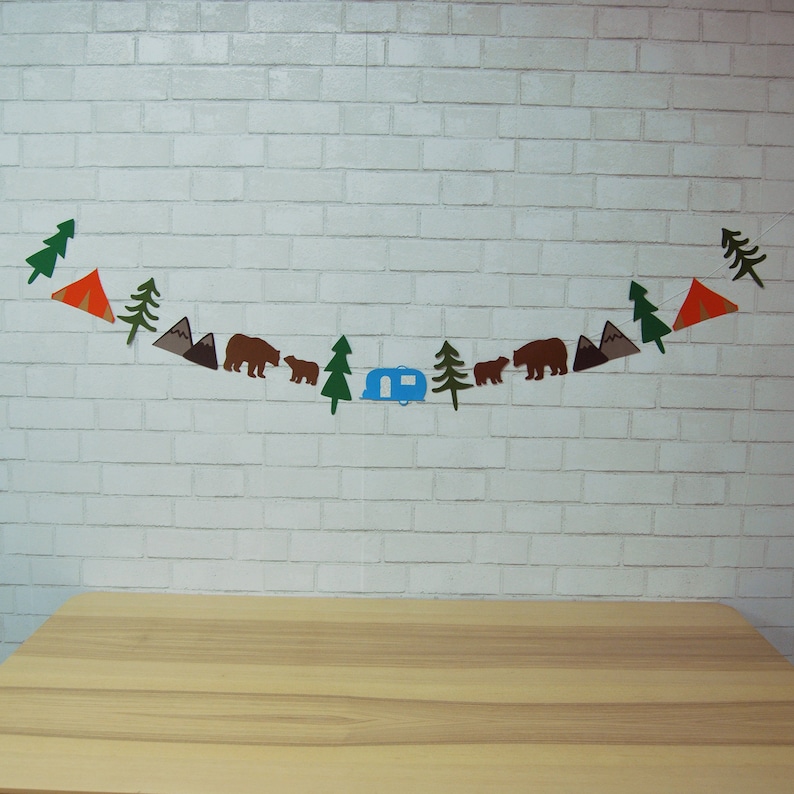 Camping Garland, Camping Party Garland, Camp Birthday Garland, Camping Baby Shower Garland, Custom Parties by PartyAtYourDoor on Etsy image 7