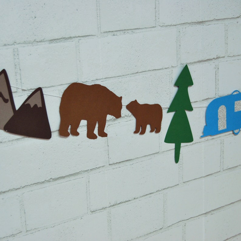 Camping Garland, Camping Party Garland, Camp Birthday Garland, Camping Baby Shower Garland, Custom Parties by PartyAtYourDoor on Etsy image 2