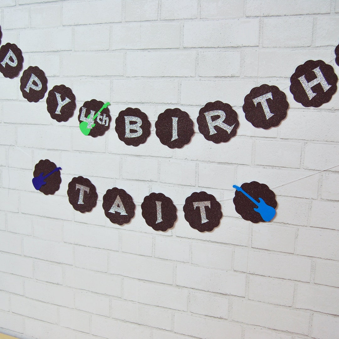 Rock and Roll Birthday Banner, Guitar Birthday Banner, Rock and Roll ...