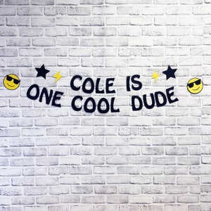 Banner verjaardagsfeestje One Cool Dude, Banner One Cool Dude, Banner One Cool Dude, banner Emoji-feest, aangepaste feesten door PartyAtYourDoor op Etsy