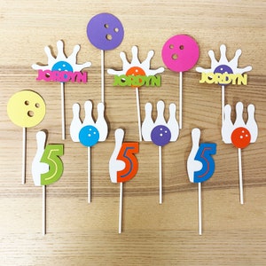 Bowling Cupcake Toppers, Bowling Birthday Cupcake Toppers, Bowling Themed Party Decor, Custom Parties by PartyAtYourDoor on Etsy