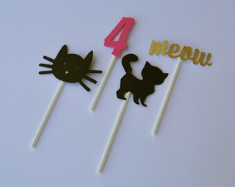 Cat Cupcake Toppers, Kitten Cupcake Toppers, Decoración de Cumpleaños de Gato, Decoración de Cumpleaños De Gato, Fiesta del Gato, Fiestas Personalizadas por PartyAtYourDoor en Etsy