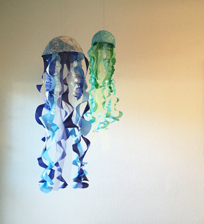 Jellyfish Paper Mache Jellyfish Mermaid Party Decoration Etsy