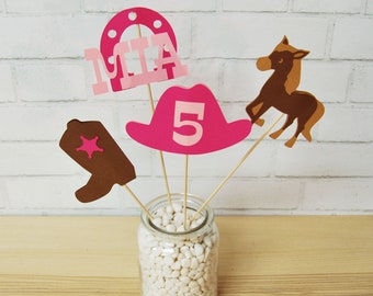 Cowgirl Centerpiece, Cowgirl Birthday Party, Cowgirl Party Decor, Rodeo Centerpiece, Custom Parties by PartyAtYourDoor on Etsy