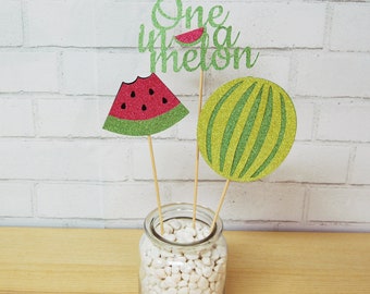 One In A Melon Centerpiece, Watermelon Centerpiece, Glitter Watermelon Centerpiece, Custom Parties by PartyAtYourDoor on Etsy