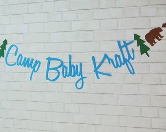 Banner de baby shower de campamento, banner de cumpleaños de campamento, cumpleaños de campamento, baby shower de campamento, fiestas personalizadas de PartyAtYourDoor en Etsy