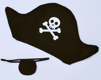 Pirate Hat and Eye Patch, Pirate Party Costume, Pirate Party Favors, Pirate Birthday Party Hats, Custom Parties by PartyAtYourDoor on Etsy