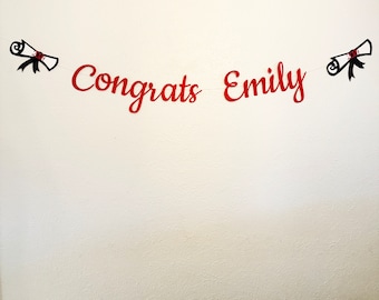 Congrats Graduation Banner, Diploma Banner, Grad Party Banner, Graduation Party, Class of 2024, Custom Parties by PartyAtYourDoor on Etsy