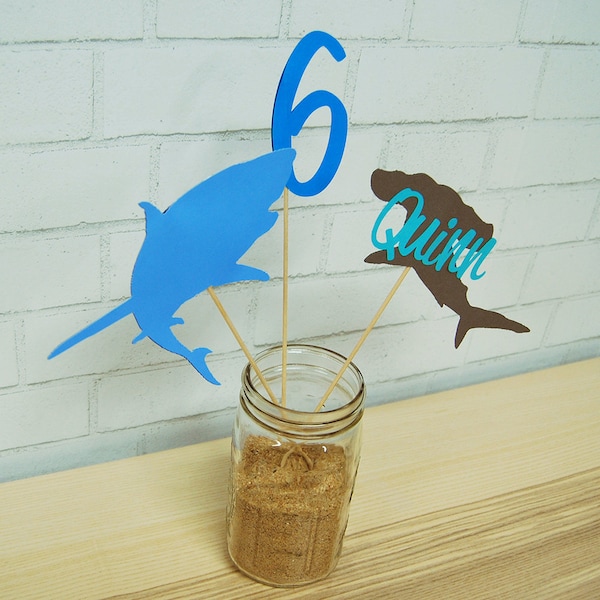 Shark Party Centerpiece, Shark Centerpiece, Shark Party, Shark Birthday, Shark Table Decoration, Custom Parties by PartyAtYourDoor on Etsy