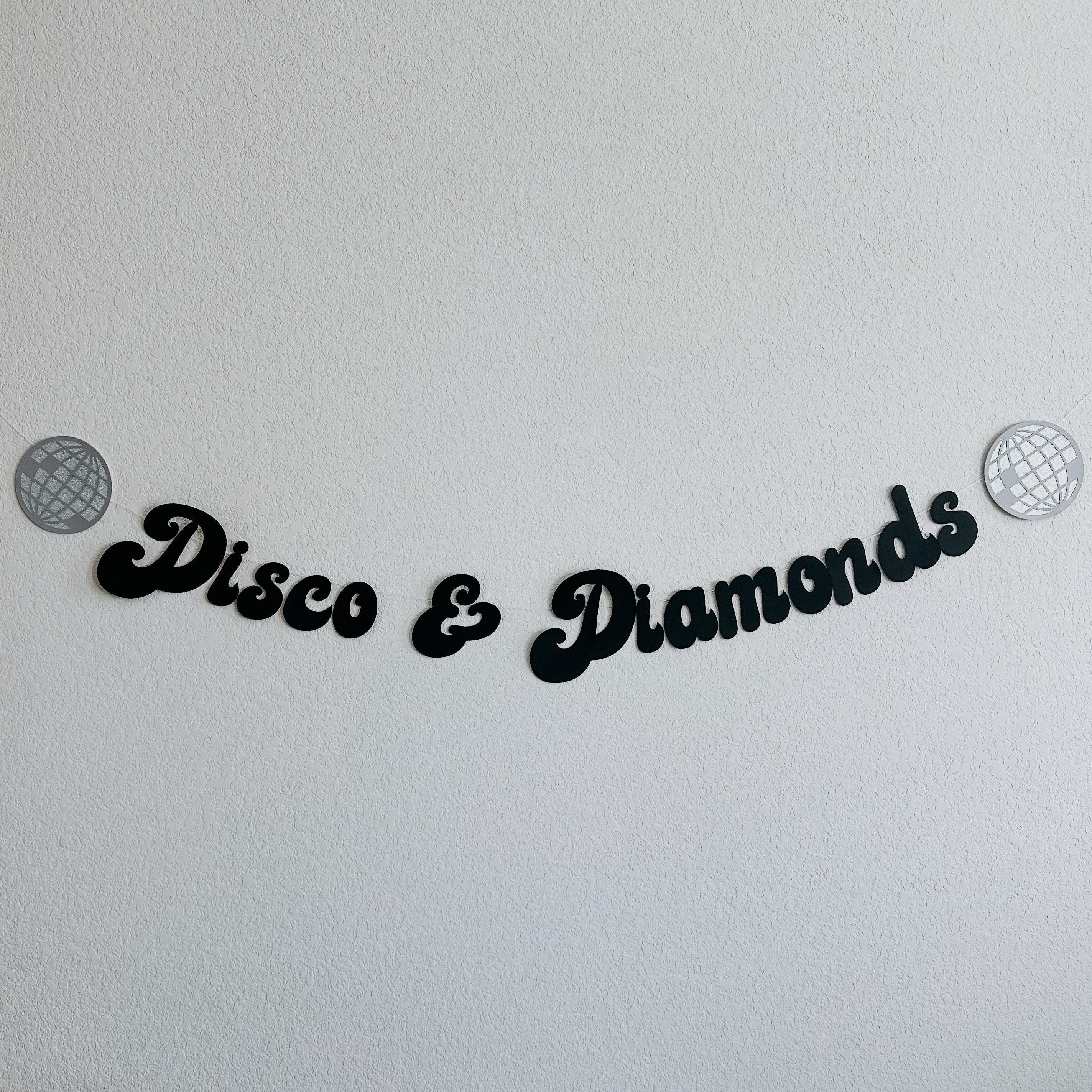 Disco and Diamonds Banner Bridal Shower Bachelorette Party Decorations Engagement Party Disco Cowgirl Glitter Disco Photo Booth Backdrop
