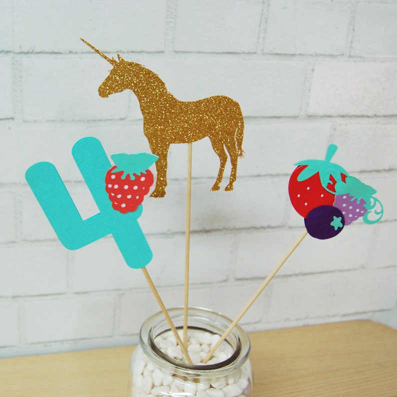 Berry Magical Unicorn Centerpiece, Berry Magical Unicorn Party Decor, Berry Magical, Unicorns, Custom Parties by PartyAtYourDoor on Etsy image 4