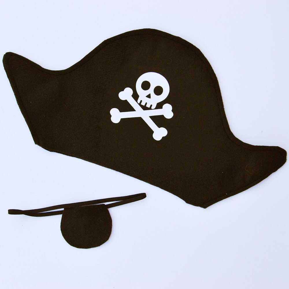 Pirate Hat and Eye Patch, Pirate Party Costume, Pirate Party