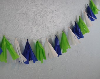 12 X Aqua Tissue Paper Tassels for Party Wedding Gold Garland Bunting Pom Pom 