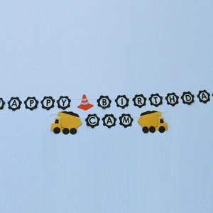 Construction Truck Birthday Banner, Dump Truck Birthday Banner, Buldozer Banner, Truck Party, Custom Parties by PartyAtYourDoor on Etsy image 4