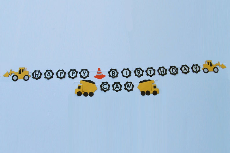 Construction Truck Birthday Banner, Dump Truck Birthday Banner, Buldozer Banner, Truck Party, Custom Parties by PartyAtYourDoor on Etsy image 4