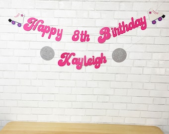 Faixa de aniversário de patins, faixa de aniversário de pista de patins, decoração de festa de patins, festas personalizadas por PartyAtYourDoor no Etsy