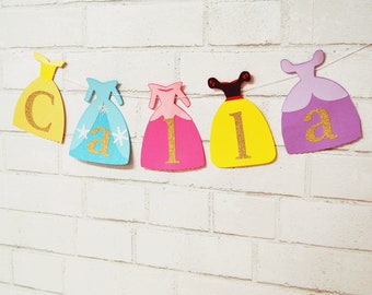 Princess Dress Name Banner, Princess Name Banner, Princess Party Banner, Princess Decor, Custom Parties by PartyAtYourDoor on Etsy