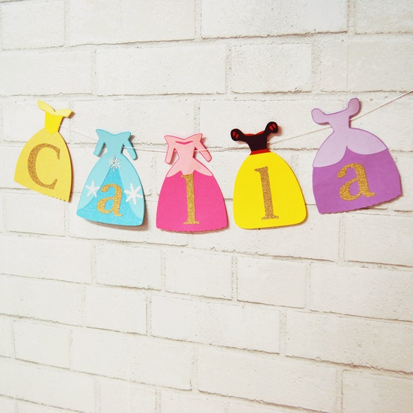 Princess Dress Name Banner, Princess Name Banner, Princess Party Banner, Princess Decor, Custom Parties by PartyAtYourDoor on Etsy