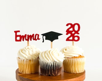 Abschluss Cupcake Toppers, Abschluss Dekorationen, Abschluss Party Dekorationen, Benutzerdefinierte Party Dekoration von PartyAtYourDoor auf Etsy