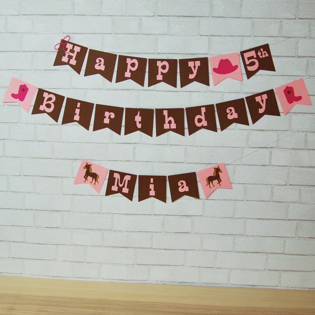 Cowgirl Birthday Banner, Cowgirl Party Decor, Rodeo Birthday Banner ...