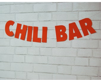 Chili Bar Banner, Chili Bar, Camping Party Decor, Camping Baby Shower Decor, Camping Party Banner, Custom Parties by PartyAtYourDoor on Etsy