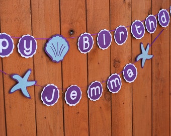 Mermaid Birthday Banner, Mermaid Birthday, Mermaid Banner, Custom Banner, Mermaid Party, Custom Parties by PartyAtYourDoor on Etsy