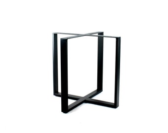Rectangular Dining Table Base/Marble/Granite/Round Top/Pedestal Base/Satin Black Powdercoat Finish/2.5 x 1 Steel/Choose Exact Height/Width