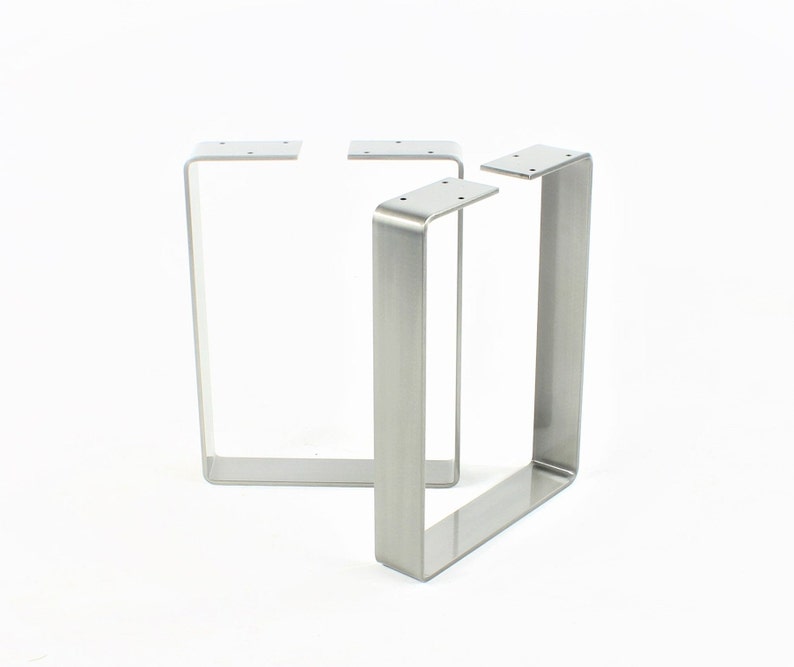 Raw Sanded Steel Bench Table Legs/Gloss Clear Powdercoat Finish/Choose Your Height and Width/Set of Two - Thumbnail 5