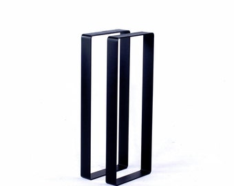 Metal Table Legs/Set of 2/Modern Industrial Legs/Made in the USA from American Steel/Black Powdercoat Finish