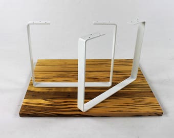 White Steel Coffee Table Legs/White Semi-Gloss Powdercoat Finish/Metal End Table Legs/Bench Legs/Set of Two Metal Coffee Table Legs.