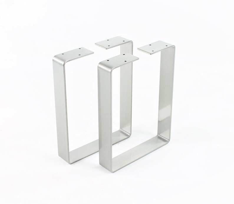 Raw Sanded Steel Bench Table Legs/Gloss Clear Powdercoat Finish/Choose Your Height and Width/Set of Two - Thumbnail 3