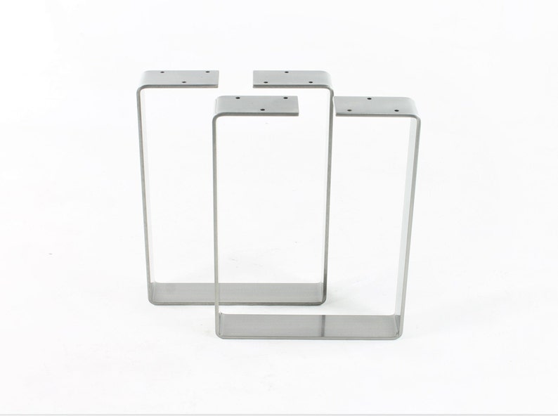 Raw Sanded Steel Bench Table Legs/Gloss Clear Powdercoat Finish/Choose Your Height and Width/Set of Two - Thumbnail 4