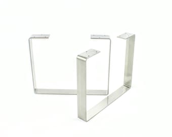 Raw Sanded Steel Coffee Table Legs/Gloss Clear Powdercoat Finish/Choose Your Height and Width/Set of Two, Hand Fabricated in USA