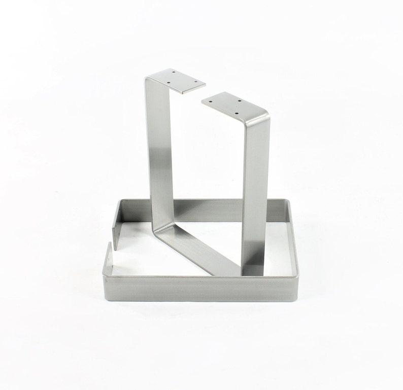 Raw Sanded Steel Bench Table Legs/Gloss Clear Powdercoat Finish/Choose Your Height and Width/Set of Two