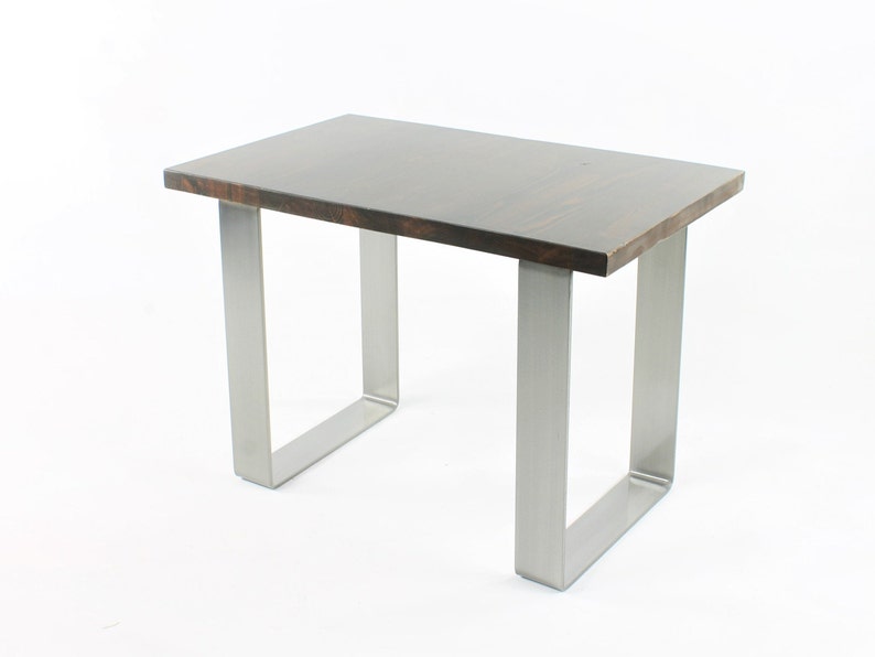 Raw Sanded Steel Bench Table Legs/Gloss Clear Powdercoat Finish/Choose Your Height and Width/Set of Two - Thumbnail 2