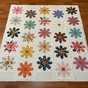 Unfinished Pieced Completed Quilt Top, Fresh as a Daisy, Pen + Paper, Ruby Star Society, Stay Gold, Melody Miller, Florals, Curio