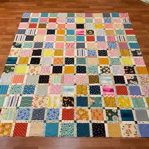 Unfinished Pieced Completed Quilt Top, Peanut Butter Quilt, Then Came June, Ruby Star Society, Patchwork, Florals, Darlings 2, Colorful