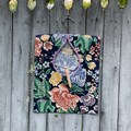 Clothespin Bag Vintage Style Durable Floral Cotton. Removable Wooden Hanger Holds 100+ Pins. Handmade in USA