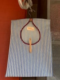 Clothes Pin Bag, Vintage Style, Durable, Removable Wooden Hanger in Hardcore Working Man's Blue & White Stripe A Great Gift! Handmade in USA
