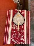 ClothesPin Bag Durable Floral Stripe Cotton. Removable Wooden Hanger Holds 100+ Pins. Handmade in USA.