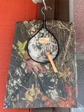 Clothespin Bag Heavy Duty Forest Camo Cotton. Removable Wooden Hanger Holds 100+ Pins. Handmade in USA