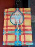 ClothesPin Bag Multicolor Heavy Cotton with Removable Wooden Hanger. Holds 100+Pins. Handmade in USA