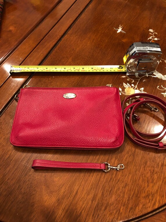 Coach Red Leather Double Zip Crossbody Bag Gem