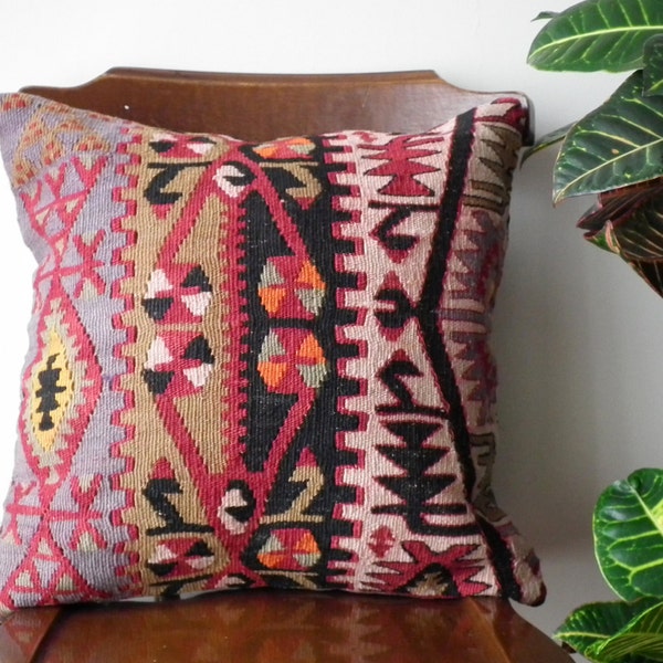 couch cushion,boho home,eclectic pillow,kilim pillow cover, anatolian rug pillow, oriental style, square carpet cushion, rustic throw pillow