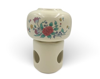 Vintage 1980’s Ceramic Floral Wax Melt Warmer, Use with a Tealight Candle, The perfect spring decor!