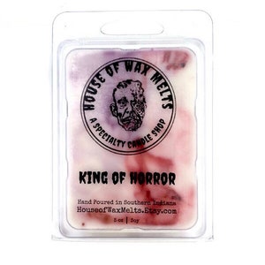 Raspberry and Cranberry Scented Horror Themed Wax Melts King of Horror by House of Wax Melts Made with Soy Wax image 1