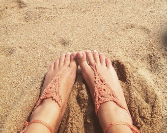 Crochet Barefoot Sandals  ~ Ready To Ship ~ Foot and Ankle Jewelry ~ Beach Sandals