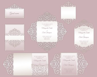 peonies set cricut wedding invitation template gate fold etsy tri fold wedding invitation template